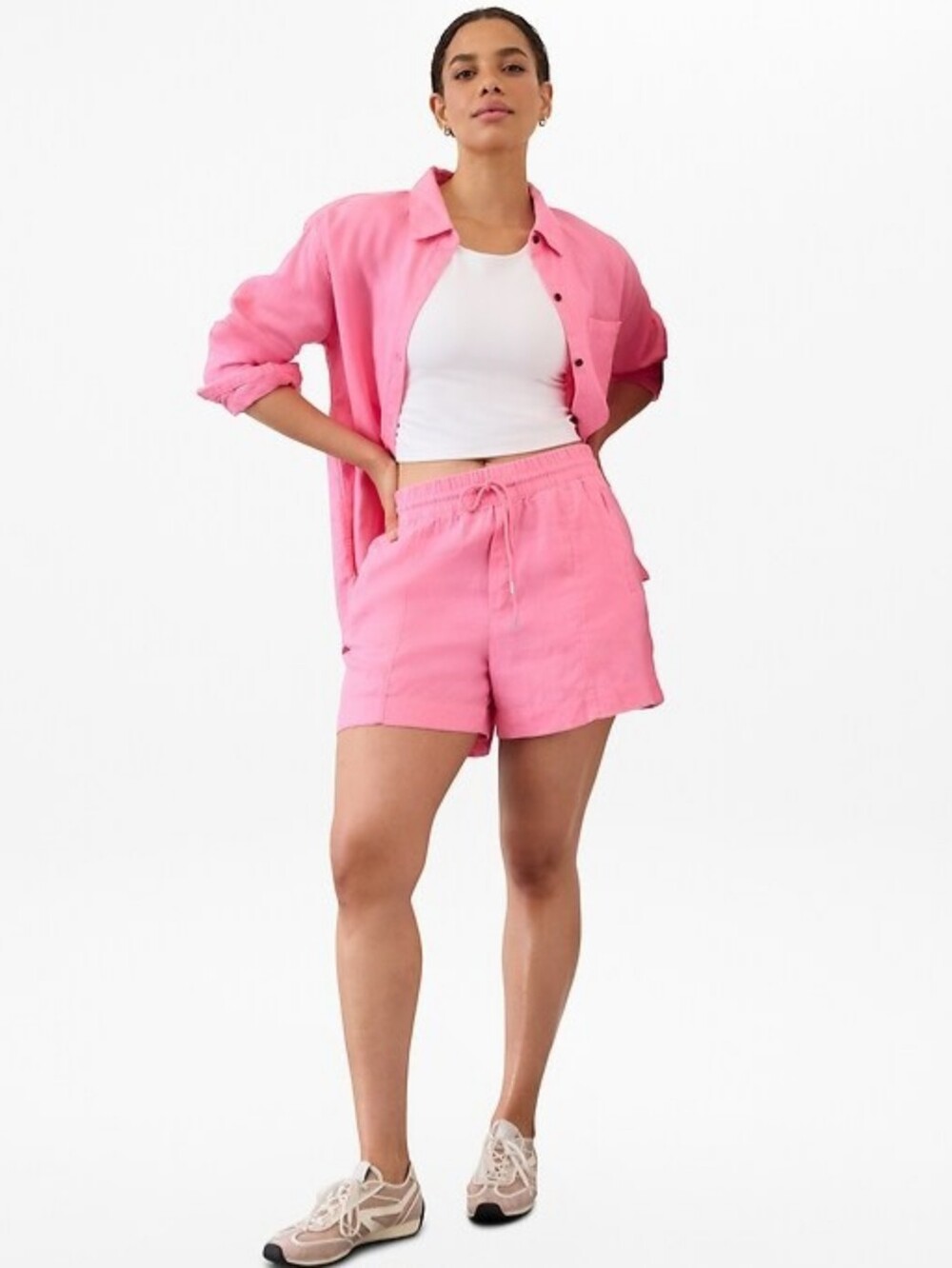 Athleta Retreat Linen Shorts Raphanous Pink Sz M